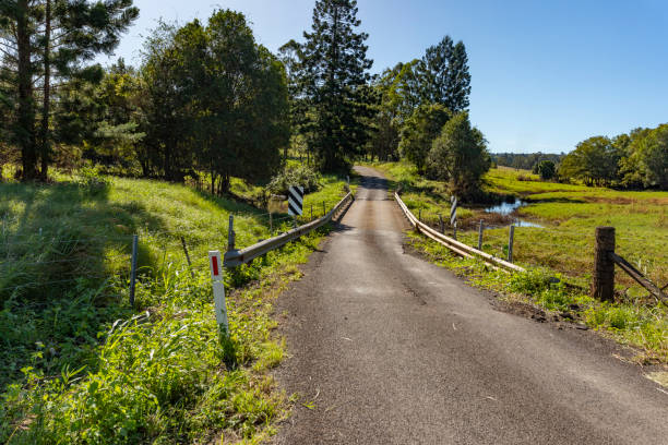 istock Rural country road under sunny clear blue sky 1400550881