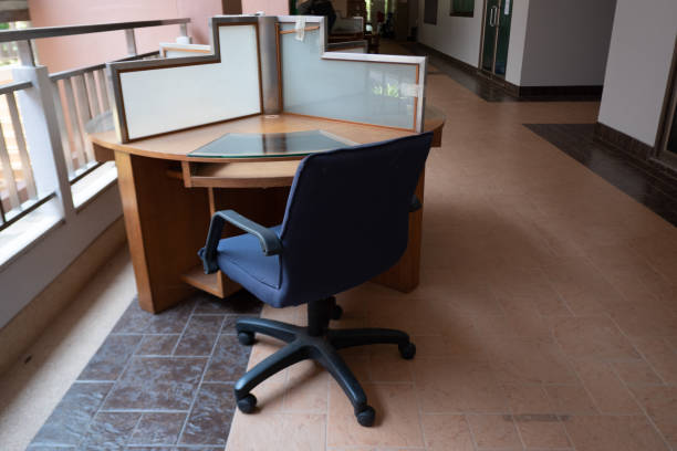 An old office chair was left outside the room.