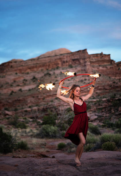 istock Fire dancer performing in the Utah desert 1400552223
