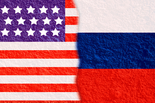 Flag of USA and Russia