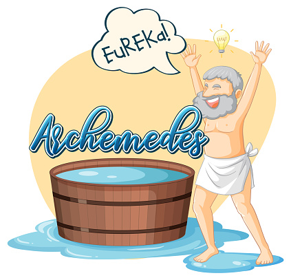 Archimedes with word eureka illustration
