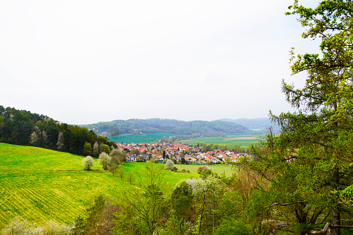 Panoramic view of the countryside in Thuringia, Germany.