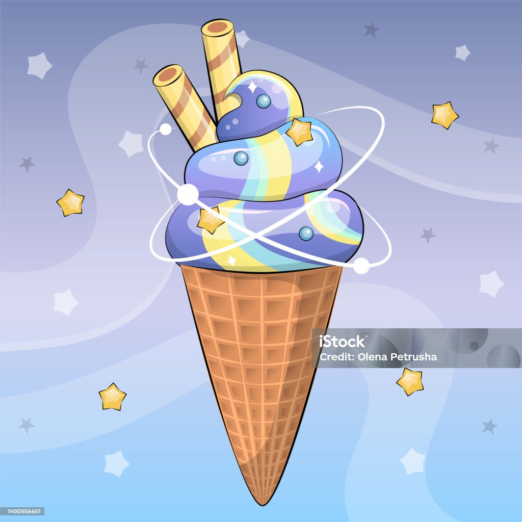 Ilustración de Lindo Helado De Galaxia De Dibujos Animados Con Estrellas Y Rollos De Obleas y más Vectores Libres de Derechos de Al horno - iStock Ilustración de Lindo Helado De Galaxia De Dibujos Animados Con Estrellas Y Rollos De Obleas y más Vectores Libres de Derechos de Al horno - iStock