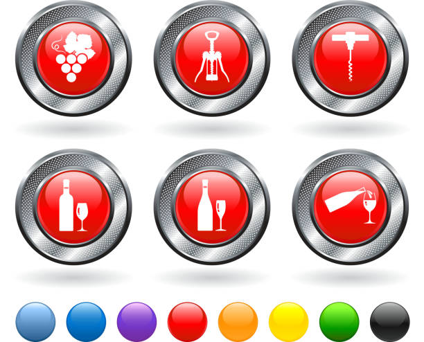 wein lizenzfreie vektor icon-set - wine champagne bottle mulled wine stock-grafiken, -clipart, -cartoons und -symbole