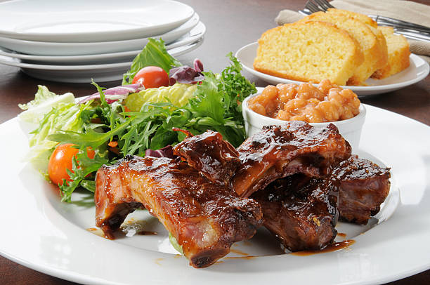 istock Pork ribs and salad 140056004