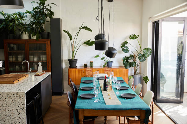 istock Dining table set for a dinner party in someone's home 1400562579