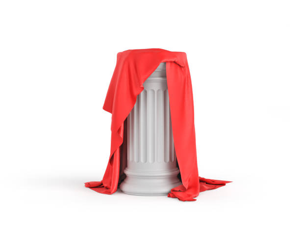 Pedestal with cloth on a white background. 3d illustration