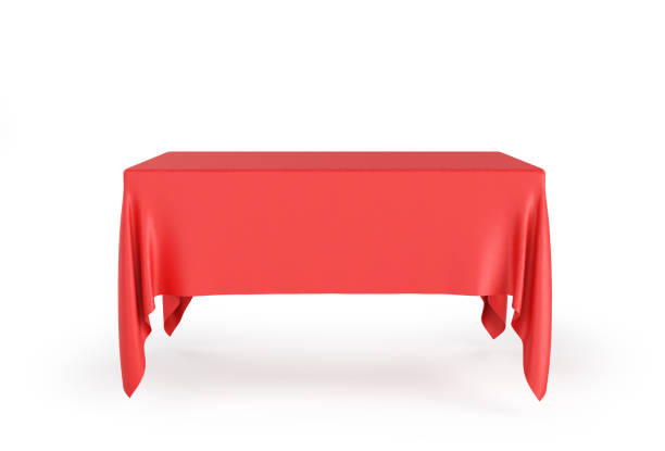 istock Red cloth covers invisible table on a white background. 3d illustration 1400563920