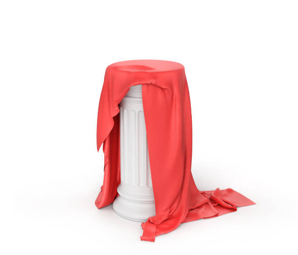 istock Pedestal with cloth on a white background. 3d illustration 1400564001
