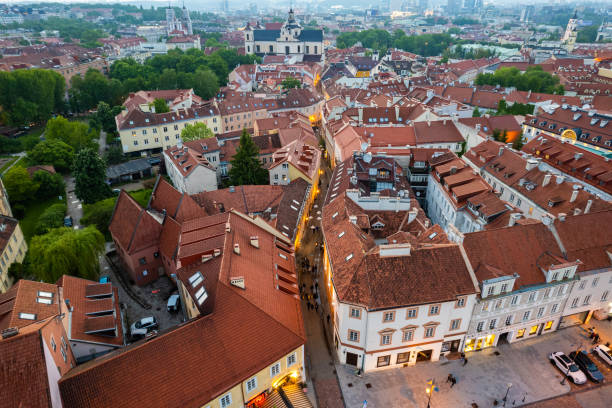 istock Aerial summer spring sunset view in Vilnius old town, Lithuania 1400565823