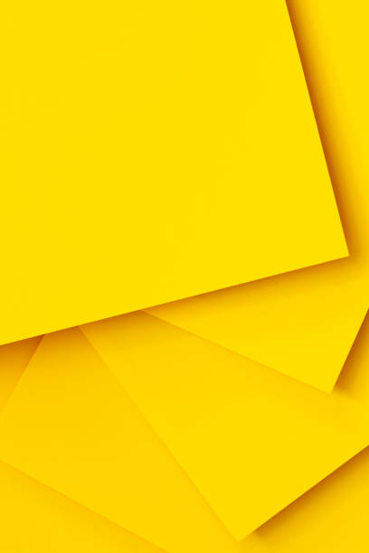 istock Abstract monochrome creative paper texture background. Minimal geometric yellow color shapes and lines. Top view 1400570486