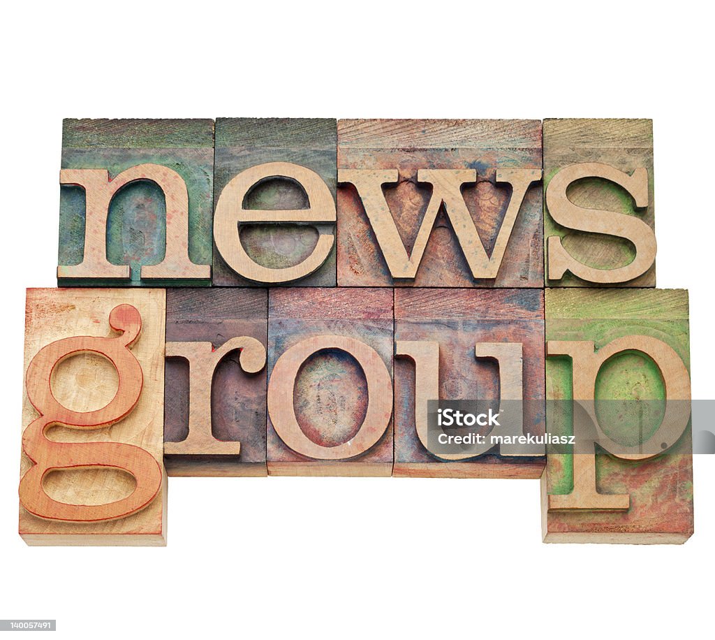 news group - internet concept news group - internet concept - isolated text in vintage wood letterpress printing blocks, stained by color inks Antique Stock Photo