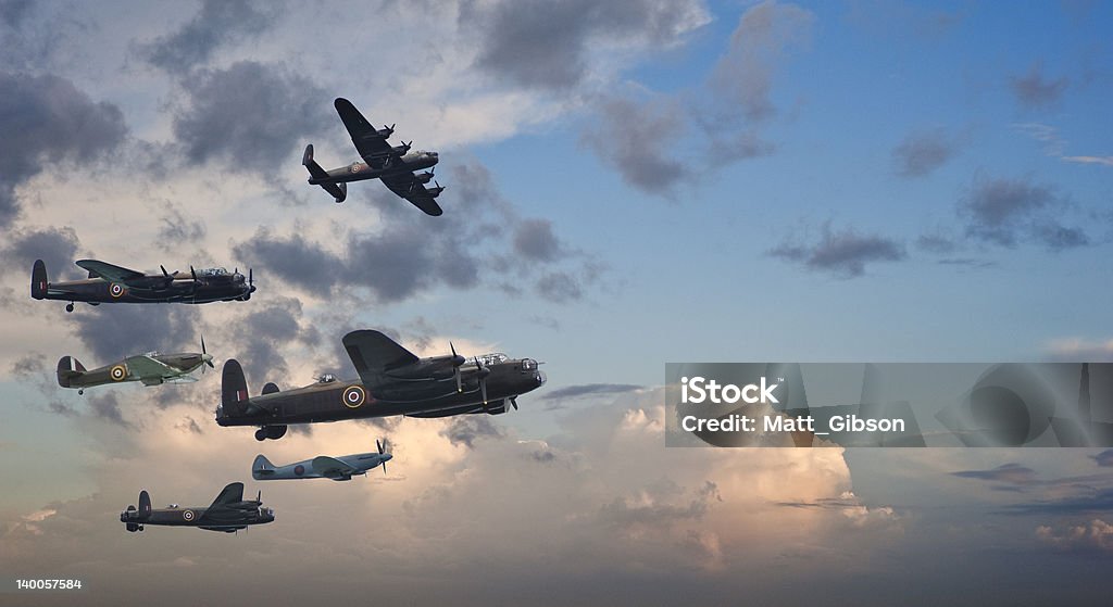 Guerre mondiale deux vintage britannique formation de vol - Photo de Bataille d'Angleterre libre de droits