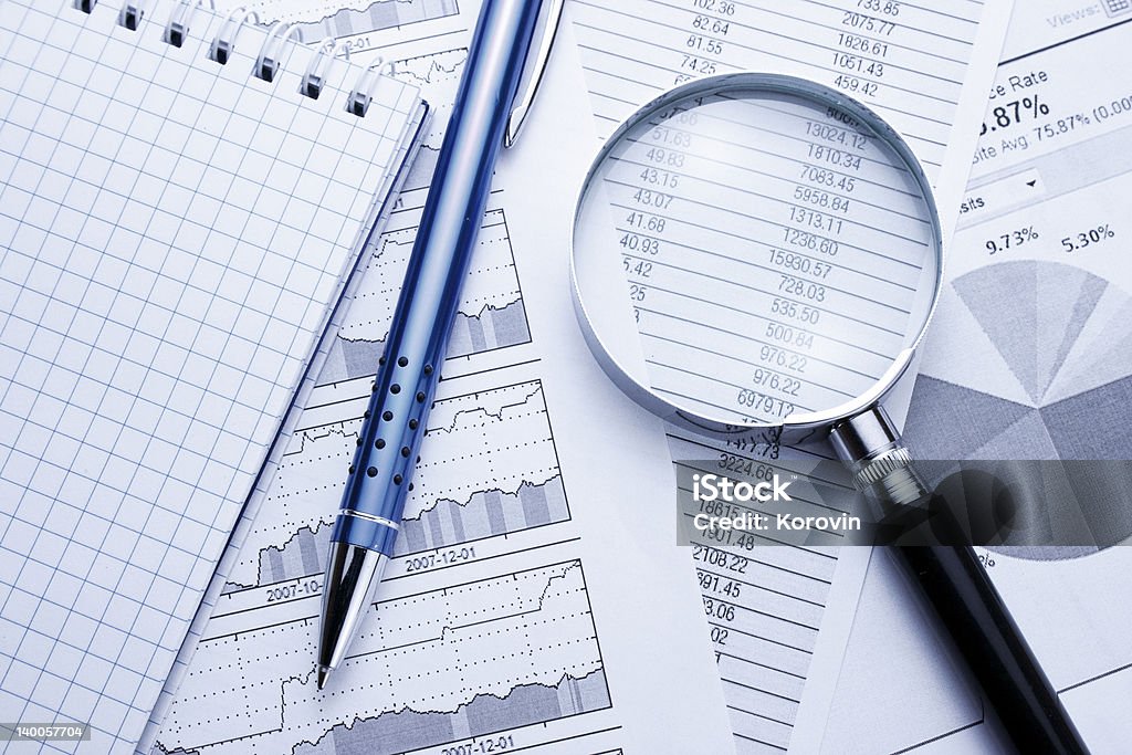 Business Data Analyzing Financial Report Stock Photo