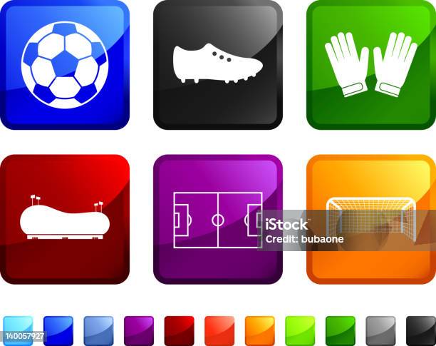 サッカーサッカーロイヤリティフリーのステッカーのベクトルアイコンを設定します - ゴールネットのベクターアート素材や画像を多数ご用意 - ゴールネット, サッカー, からっぽ