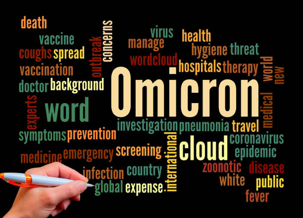 istock OMICRON variant of Covid 19 concept, isolated on a black background 1400579379