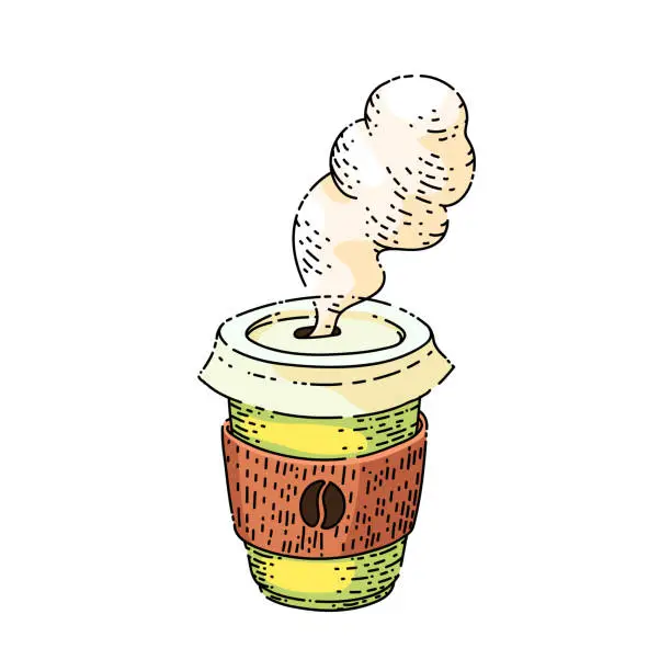 Vector illustration of disposable coffee to go sketch hand drawn vector