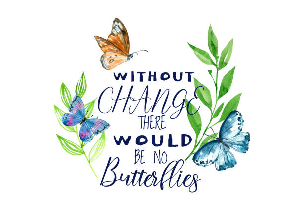 istock Romantic cute butterflies illustration print  with Positive Quotes. Inspirational quote slogan text and butterfly. 1400581283