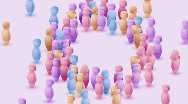 istock Large group of people in the shape of a circle on white background. People crowd concept. 1400583029