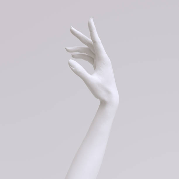 istock Beautiful painted index pose arm, showing abstract white hand gesture 3d rendering 1400583464