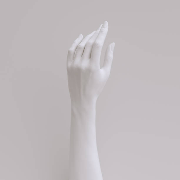 istock Mannequin white hand abstract gesture for jewelry ring or armlet accessory presentation. 3d rendering woman hand pose sculpture 1400584347