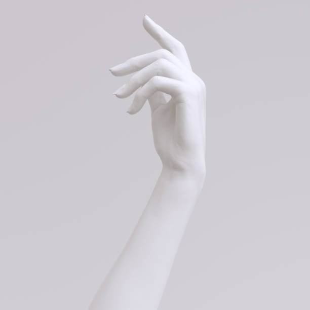 istock Relaxed female hand abstract gesture sculpture, 3d rendering beautiful mannequin arm art creative pose 1400584947