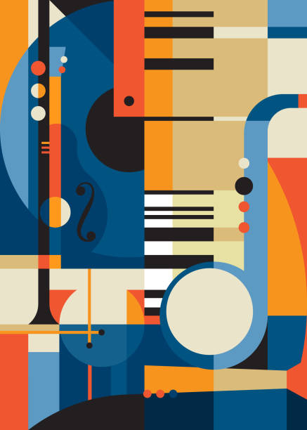 Creative poster with abstract music instruments. Creative poster with abstract music instruments. Placard design in flat style. orchestra abstract stock illustrations