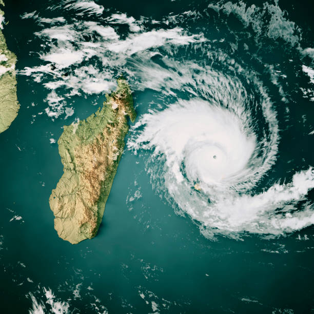 istock Madagascar Topographic Map Cyclone Batsirai 2022 Clouds 3D Render Color 1400595186