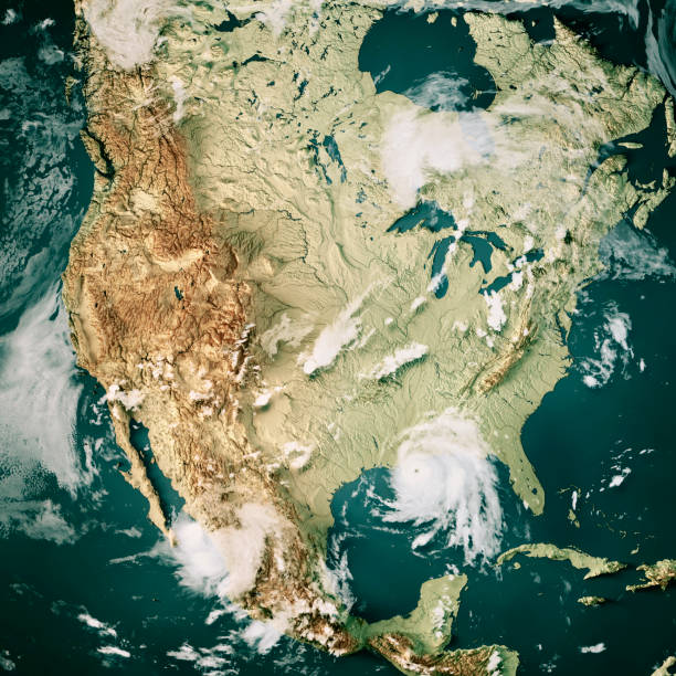 usa mappa topografica uragano ida 2021 nuvole 3d render color - map gulf of mexico cartography usa foto e immagini stock