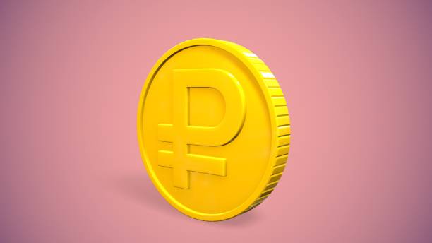 istock gold coins with the ruble sign highlighted on the background 3d-rendering 1400597932