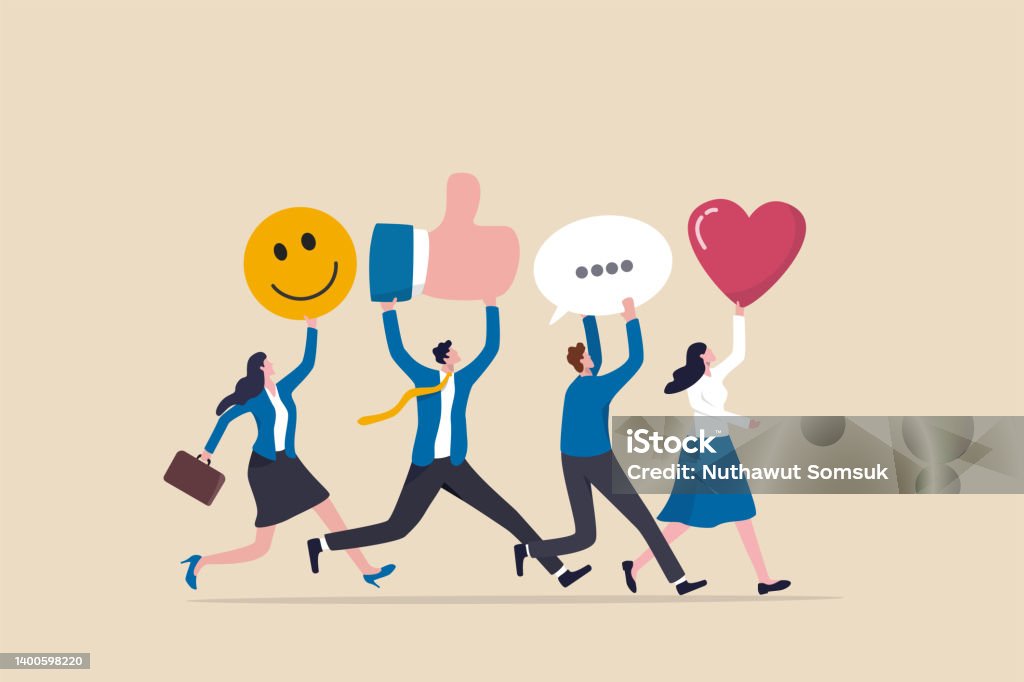 Social-Media-Team, Community-Management oder Online-Werbung, verwalten Sie soziale Netzwerke oder Kommunikationskonzepte, Geschäftsleute Social Media Team hält Daumen hoch, Liebe, Sprechblase und Lächeln-Zeichen. - Lizenzfrei Soziales Netzwerk Vektorgrafik Social-Media-Team, Community-Management oder Online-Werbung, verwalten Sie soziale Netzwerke oder Kommunikationskonzepte, Geschäftsleute Social Media Team hält Daumen hoch, Liebe, Sprechblase und Lächeln-Zeichen. - Lizenzfrei Soziales Netzwerk Vektorgrafik