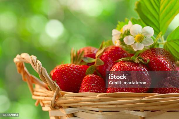 Strawberries In A Basket Stock Photo - Download Image Now - Basket, Berry, Berry Fruit