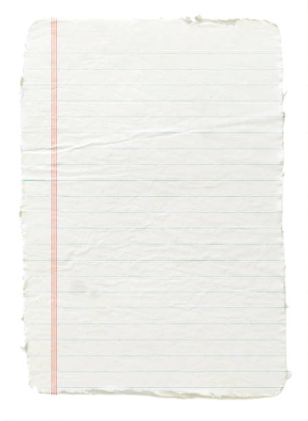 istock A vertical image of a blank white colored single lined page of a notebook with frayed torn edges and a rd margin or border on the left 1400599681