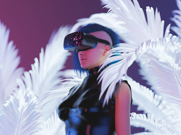 istock Woman in VR glasses exploring cyberspace 1400600447