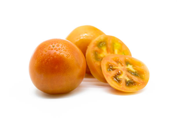 istock Fresh tomato slices isolated on white background 1400601914