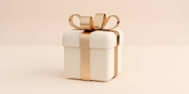 istock Realistic gift box with golden ribbon bow. 1400605110