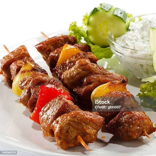 Kebab Grilled Meat And Vegetables Stock Photo - Download Image Now - Appetizer, Barbecue - Meal, Color Image