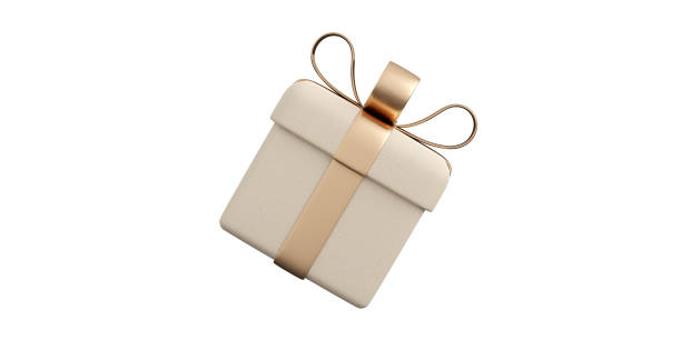 istock Realistic gift box with golden ribbon bow. 1400605195