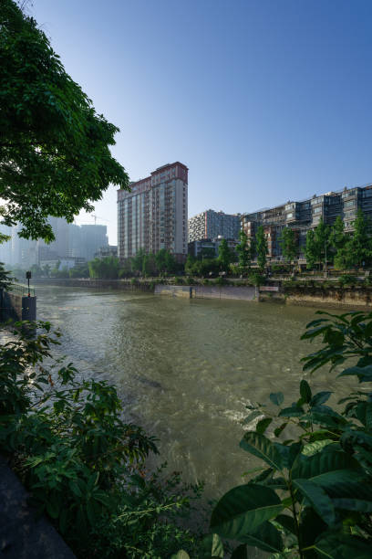 istock Chengdu riverside modern office building at dusk 1400605668