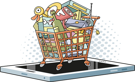 Easy editable e-shopping 
cart vector illustration.
All elements was layered seperately...