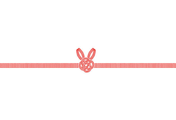 ilustraciones, imágenes clip art, dibujos animados e iconos de stock de sencillo y lindo conejo mizuhiki ilustración - lagomorfos