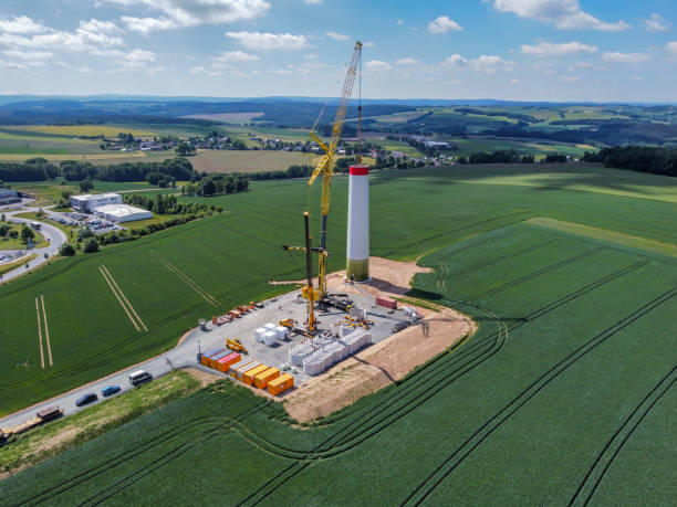 istock Wind power plant is newly built 1400610899