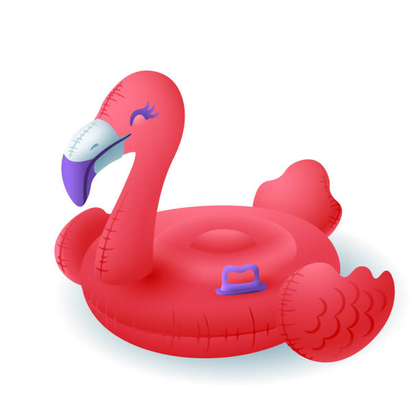 istock 3d cartoon style inflatable flamingo icon on white background 1400614826