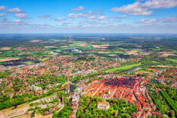Aerial View of downtown Celle , Lower Saxony , Germany