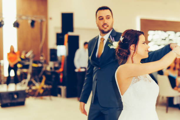 istock Newlyweds dancing on dance floor during wedding ceremony 1400617487