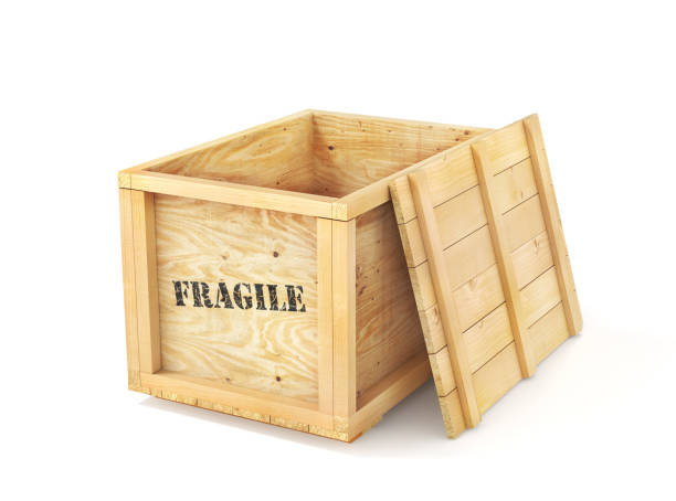 istock Open delivery wooden box isolation on a white background. 3d illustration 1400617757