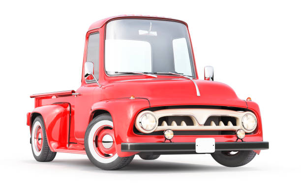 istock Old red truck for delivery isolated on a white background. 3d illustration 1400617855