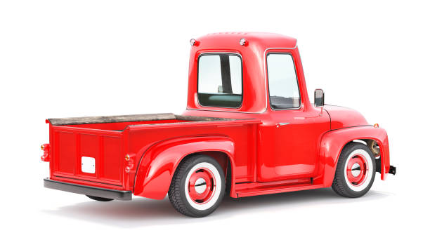 istock Old red truck for delivery isolated on a white background. 3d illustration 1400617863
