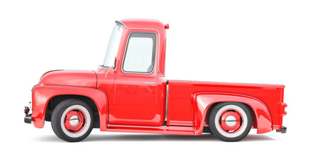 istock Old red truck for delivery isolated on a white background. 3d illustration 1400617877