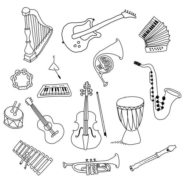Aaa hand made vector drawing line art illustration Hand drawn cartoon style vector illustration of a Aaa symbol isolated on white background accordion instrument stock illustrations